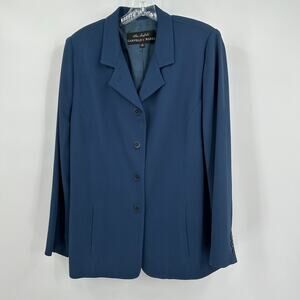 Garfield & Marks Womens Blazer Size‎ 14 Navy Minimalist Tailored Career Classic